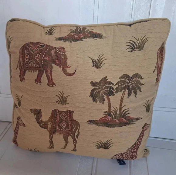 Ashford Court Brown Middle Eastern Camel/Elephant Theme Decorative Throw Pillow - Picture 1 of 7